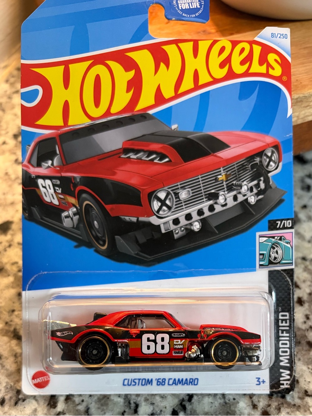 Hot Wheels Custom '68 Camaro Toy Car - Red & Black
